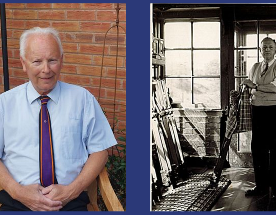 A picture of Alan Holtom and his Grandfather, Thomas Allen working their respective railway jobs.